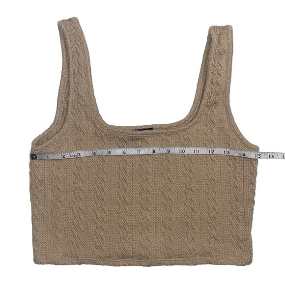 Forever 21 Tan Crop Knit Tank Top, Size Large - Picture 8 of 9